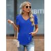 imageATHMILE Womens Summer Shirt V Neck Casual Tshirts Puff Sleeve Tops for Women Trendy 2025 Tunic Solid ColorRoyal Blue