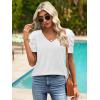 imageATHMILE Womens Summer Shirt V Neck Casual Tshirts Puff Sleeve Tops for Women Trendy 2025 Tunic Solid ColorWhite
