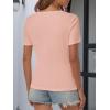 imageATHMILE Womens Summer Short Sleeve V Neck Ribbed Knit Button Tunic Henley Solid Color Trendy BasicTeePink