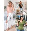 imageATHMILE Womens Summer Short Sleeve V Neck Ribbed Knit Button Tunic Henley Solid Color Trendy BasicTeeTaro