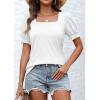 imageATHMILE Womens Summer Tops Square Neck Dressy Casual Ruffle Trim Sleeve Cute T Shirts Trendy ClothesWhite