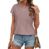 imageATHMILE Tops for Women Trendy Short Sleeve Shirts Dressy Casual Cap Blouses with Curved Hem Summer ClothingGrey Pink