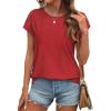 imageATHMILE Tops for Women Trendy Short Sleeve Shirts Dressy Casual Cap Blouses with Curved Hem Summer ClothingRed