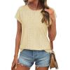 imageATHMILE Tops for Women Trendy Short Sleeve Shirts Dressy Casual Cap Blouses with Curved Hem Summer ClothingYellow