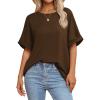 imageATHMILE Womens Oversized T Shirts Summer Tops Spring Casual Loose Fit Workout Short Sleeve 2025 Beach VacationBrown