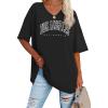 imageATHMILE Womens Summer Oversized Shirts V Neck Plus Size Spring Workout Tops Beach Vacation 2025 Gym ClothesBlack1