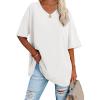 imageATHMILE Womens Summer Oversized Shirts V Neck Plus Size Spring Workout Tops Beach Vacation 2025 Gym ClothesWhite