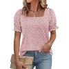 imageATHMILE Womens Summer Tops Square Neck Dressy Casual Ruffle Trim Sleeve Cute T Shirts Trendy ClothesPink Dot