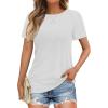 imageATHMILE Womens T Shirts Short Sleeve Crewneck Tees Trendy Lightweight Soft Casual Summer Tops 2025White