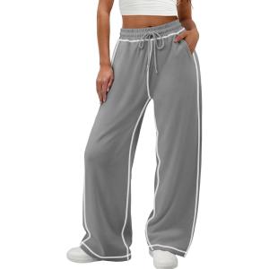 imageATHMILE Women Sweatpants Soft Jogging Straight Pajama Sweats Wide Leg Sweatpants Women Lounge Pants Joggers 2025Grey