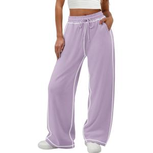 imageATHMILE Women Sweatpants Soft Jogging Straight Pajama Sweats Wide Leg Sweatpants Women Lounge Pants Joggers 2025Purple