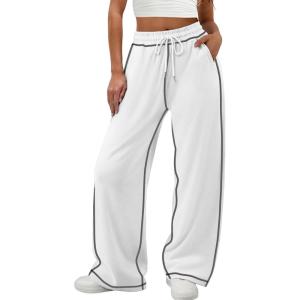 imageATHMILE Women Sweatpants Soft Jogging Straight Pajama Sweats Wide Leg Sweatpants Women Lounge Pants Joggers 2025White