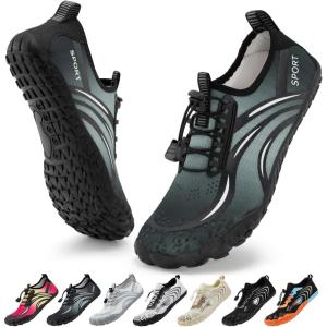 imageATHMILE Water Shoes for Women Men Quick Dry Beach Barefoot Aqua Swim Shoes NonSlip for Wading Rafting Hiking KayakingB Grey
