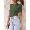 imageATHMILE Womens Ribbed Knit T Shirt Casual Crewneck Tops Short SleeveLong Sleeve Sweaters Slim Fit Basic TeesAmygreenshort Sleeve