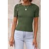 imageATHMILE Womens Ribbed Knit T Shirt Casual Crewneck Tops Short SleeveLong Sleeve Sweaters Slim Fit Basic TeesAmygreenshort Sleeve