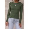 imageATHMILE Womens Ribbed Knit T Shirt Casual Crewneck Tops Short SleeveLong Sleeve Sweaters Slim Fit Basic TeesArmy Green