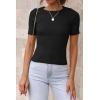 imageATHMILE Womens Ribbed Knit T Shirt Casual Crewneck Tops Short SleeveLong Sleeve Sweaters Slim Fit Basic TeesBlackshort Sleeve