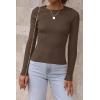 imageATHMILE Womens Ribbed Knit T Shirt Casual Crewneck Tops Short SleeveLong Sleeve Sweaters Slim Fit Basic TeesCoffee