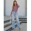 imageATHMILE Womens Ribbed Knit T Shirt Casual Crewneck Tops Short SleeveLong Sleeve Sweaters Slim Fit Basic TeesDark Pink