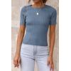 imageATHMILE Womens Ribbed Knit T Shirt Casual Crewneck Tops Short SleeveLong Sleeve Sweaters Slim Fit Basic TeesDustyblueshort Sleeve