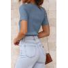 imageATHMILE Womens Ribbed Knit T Shirt Casual Crewneck Tops Short SleeveLong Sleeve Sweaters Slim Fit Basic TeesDustyblueshort Sleeve