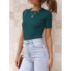 imageATHMILE Womens Ribbed Knit T Shirt Casual Crewneck Tops Short SleeveLong Sleeve Sweaters Slim Fit Basic TeesGreenshort Sleeve