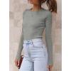 imageATHMILE Womens Ribbed Knit T Shirt Casual Crewneck Tops Short SleeveLong Sleeve Sweaters Slim Fit Basic TeesGrey