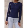 imageATHMILE Womens Ribbed Knit T Shirt Casual Crewneck Tops Short SleeveLong Sleeve Sweaters Slim Fit Basic TeesNavy