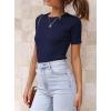 imageATHMILE Womens Ribbed Knit T Shirt Casual Crewneck Tops Short SleeveLong Sleeve Sweaters Slim Fit Basic TeesNavyshort Sleeve