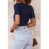 imageATHMILE Womens Ribbed Knit T Shirt Casual Crewneck Tops Short SleeveLong Sleeve Sweaters Slim Fit Basic TeesNavyshort Sleeve