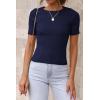 imageATHMILE Womens Ribbed Knit T Shirt Casual Crewneck Tops Short SleeveLong Sleeve Sweaters Slim Fit Basic TeesNavyshort Sleeve