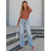imageATHMILE Womens Ribbed Knit T Shirt Casual Crewneck Tops Short SleeveLong Sleeve Sweaters Slim Fit Basic TeesOrange