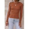 imageATHMILE Womens Ribbed Knit T Shirt Casual Crewneck Tops Short SleeveLong Sleeve Sweaters Slim Fit Basic TeesOrange