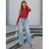 imageATHMILE Womens Ribbed Knit T Shirt Casual Crewneck Tops Short SleeveLong Sleeve Sweaters Slim Fit Basic TeesRed