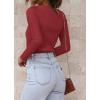 imageATHMILE Womens Ribbed Knit T Shirt Casual Crewneck Tops Short SleeveLong Sleeve Sweaters Slim Fit Basic TeesRed