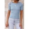 imageATHMILE Womens Ribbed Knit T Shirt Casual Crewneck Tops Short SleeveLong Sleeve Sweaters Slim Fit Basic TeesSkyblueshort Sleeve
