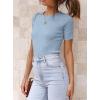 imageATHMILE Womens Ribbed Knit T Shirt Casual Crewneck Tops Short SleeveLong Sleeve Sweaters Slim Fit Basic TeesSkyblueshort Sleeve