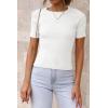 imageATHMILE Womens Ribbed Knit T Shirt Casual Crewneck Tops Short SleeveLong Sleeve Sweaters Slim Fit Basic TeesWhiteshort Sleeve