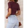 imageATHMILE Womens Ribbed Knit T Shirt Casual Crewneck Tops Short SleeveLong Sleeve Sweaters Slim Fit Basic TeesWineredshort Sleeve