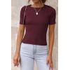 imageATHMILE Womens Ribbed Knit T Shirt Casual Crewneck Tops Short SleeveLong Sleeve Sweaters Slim Fit Basic TeesWineredshort Sleeve