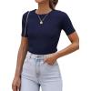 imageATHMILE Womens Ribbed Knit T Shirt Casual Crewneck Tops Short SleeveLong Sleeve Sweaters Slim Fit Basic TeesNavyshort Sleeve