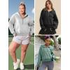 imageATHMILE Womens Hoodies Long Sleeve Fleece Quarter Zip Pullover Workout Oversized Sweatshirt Fall Winter Crop Jacket Tops 2025Green