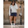imageATHMILE Womens Hoodies Long Sleeve Fleece Quarter Zip Pullover Workout Oversized Sweatshirt Fall Winter Crop Jacket Tops 2025Grey