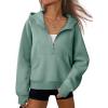 imageATHMILE Womens Hoodies Long Sleeve Fleece Quarter Zip Pullover Workout Oversized Sweatshirt Fall Winter Crop Jacket Tops 2025Green