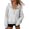 imageATHMILE Womens Hoodies Long Sleeve Fleece Quarter Zip Pullover Workout Oversized Sweatshirt Fall Winter Crop Jacket Tops 2025Grey