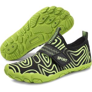 imageATHMILE Kids Water Shoes Boys Girls Water Shoes Quick Dry Barefoot Beach Sports Swim Pool Summer ShoesLittle KidBig KidBlack Green Line
