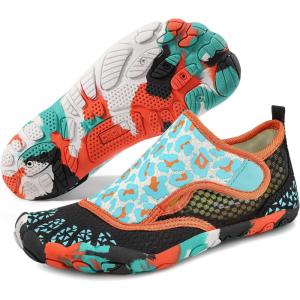imageATHMILE Kids Water Shoes Boys Girls Water Shoes Quick Dry Barefoot Beach Sports Swim Pool Summer ShoesLittle KidBig KidBlack Leopard