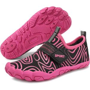 imageATHMILE Kids Water Shoes Boys Girls Water Shoes Quick Dry Barefoot Beach Sports Swim Pool Summer ShoesLittle KidBig KidBlack Pink Line