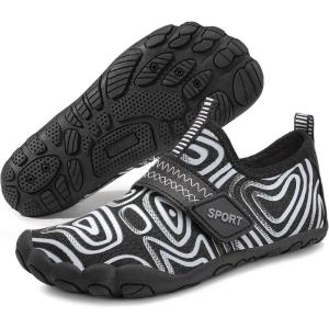 imageATHMILE Kids Water Shoes Boys Girls Water Shoes Quick Dry Barefoot Beach Sports Swim Pool Summer ShoesLittle KidBig KidBlack White Line