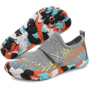 imageATHMILE Kids Water Shoes Boys Girls Water Shoes Quick Dry Barefoot Beach Sports Swim Pool Summer ShoesLittle KidBig KidGrey Cobweb